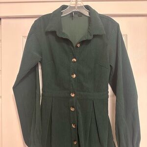 Lulu's Forest Green Button-Up Dress